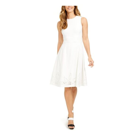 Calvin Klein Women's Sleeveless Tiered Dress White Size 12